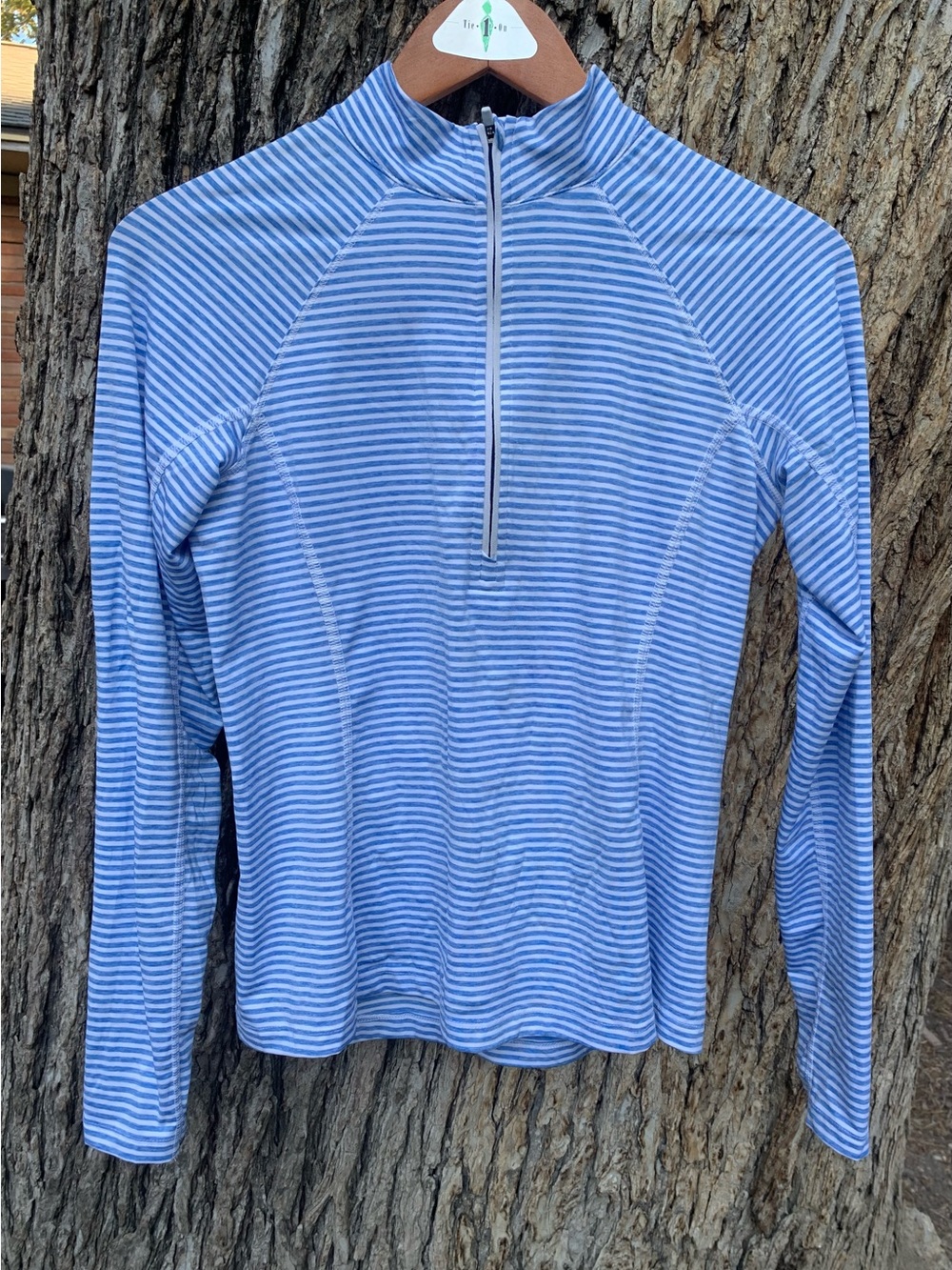 Vineyard Vines Blue and White Striped Half-Zip Sun Shirt